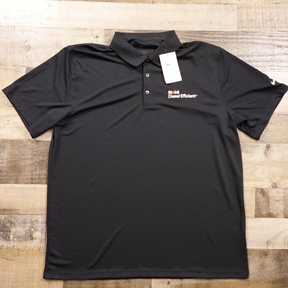 Nike Dri-FIT Micro Pique 2.0 Polo Shirt Black XL – Mobil Diesel Logo NWT